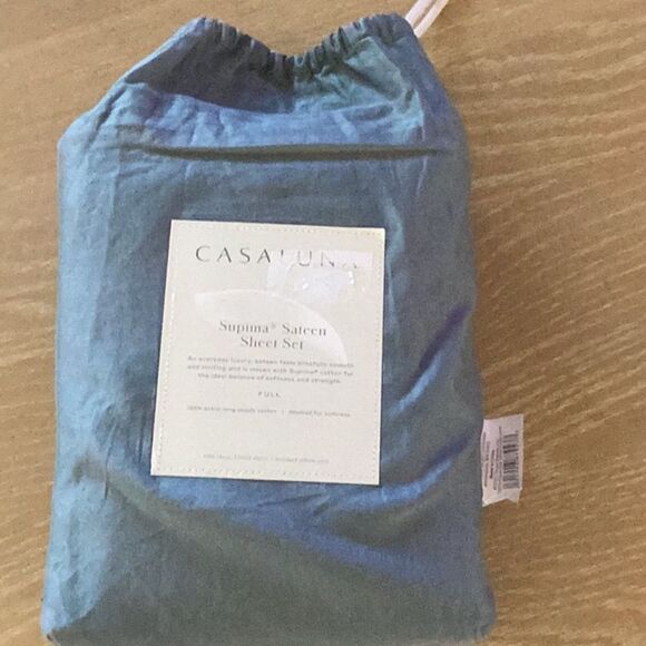 Casaluna Supima Sateen Sheet Set Full Teal Green 500 Thread Count, NWT
. - Picture 2 of 7